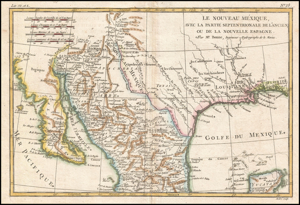 33-Texas, Southwest, Mexico and Baja California Map By Rigobert Bonne