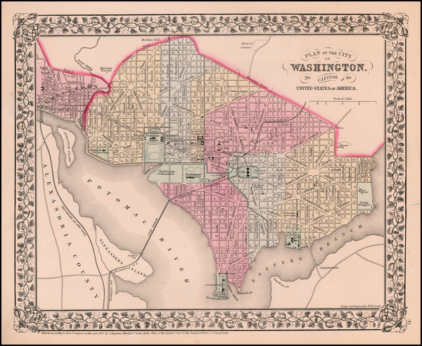 50-Washington, D.C. Map By Samuel Augustus Mitchell Jr.