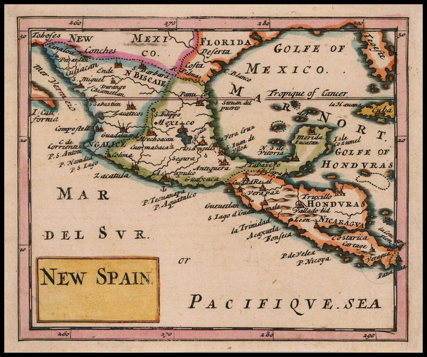 15-Florida, Texas and Mexico Map By Sir Jonas Moore