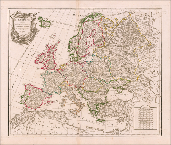 34-Europe Map By Didier Robert de Vaugondy