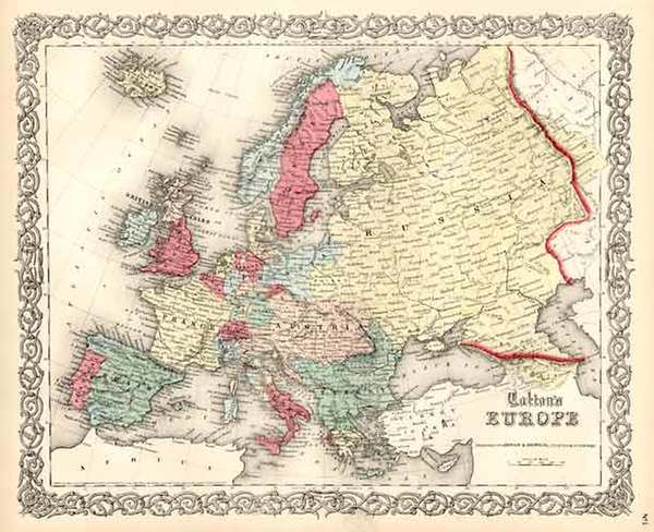 97-Europe and Europe Map By Joseph Hutchins Colton