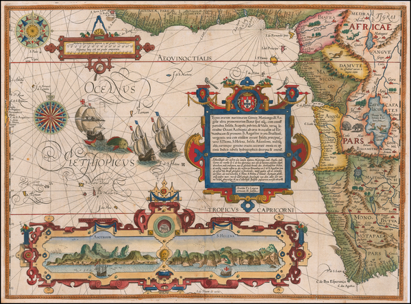 49-Atlantic Ocean, South Africa and West Africa Map By Jan Huygen Van Linschoten