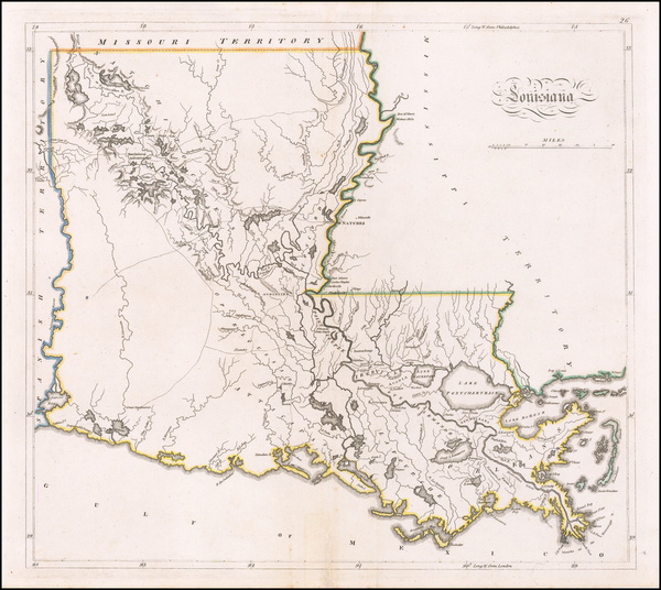 37-Louisiana Map By Mathew Carey