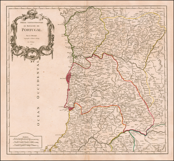 100-Portugal Map By Gilles Robert de Vaugondy