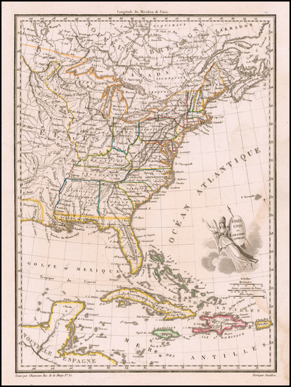 67-United States Map By Conrad Malte-Brun