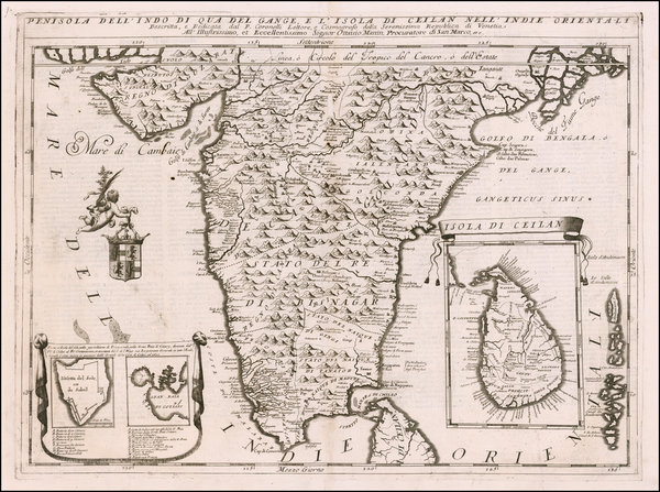 52-India and Sri Lanka Map By Vincenzo Maria Coronelli