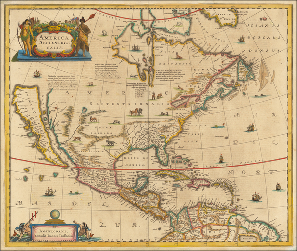 56-North America and California as an Island Map By Henricus Hondius / Jan Jansson