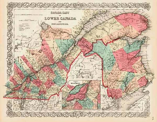 69-Canada Map By Joseph Hutchins Colton