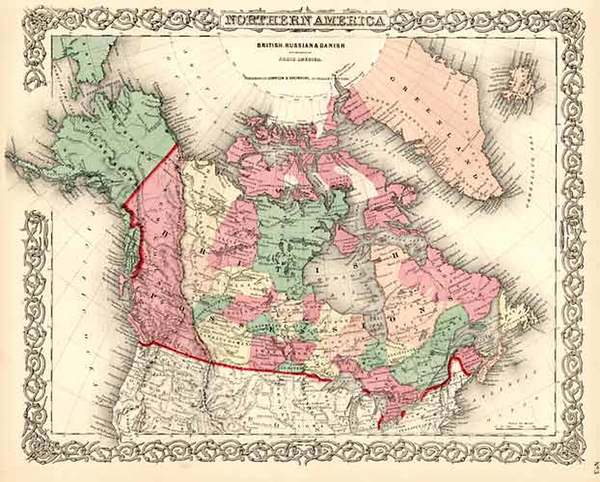 72-Alaska and Canada Map By Joseph Hutchins Colton