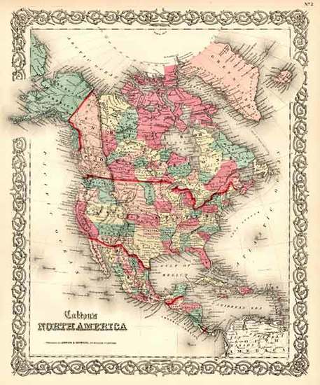 68-North America Map By Joseph Hutchins Colton