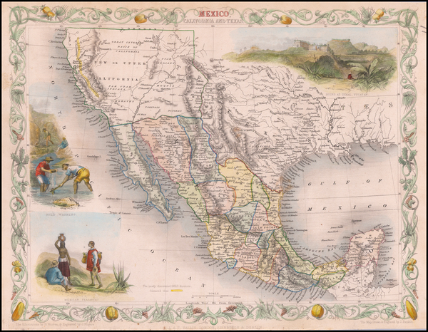 96-Texas, Southwest, Rocky Mountains, Mexico and California Map By John Tallis