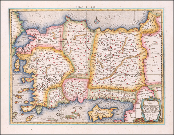 3-Turkey, Mediterranean, Turkey & Asia Minor and Greece Map By Gerhard Mercator