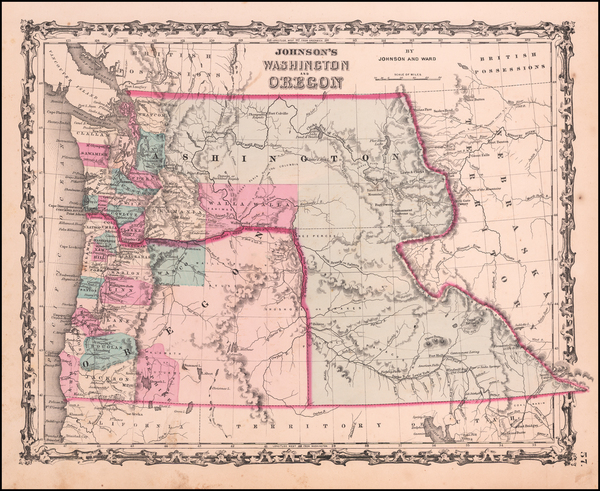 40-Idaho, Pacific Northwest, Oregon and Washington Map By Benjamin P Ward  &  Alvin Jewett Joh