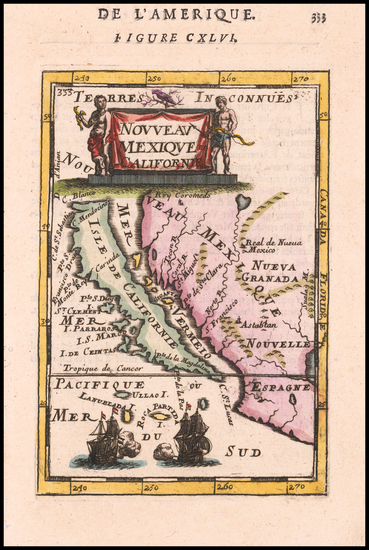 10-Baja California, California and California as an Island Map By Alain Manesson Mallet