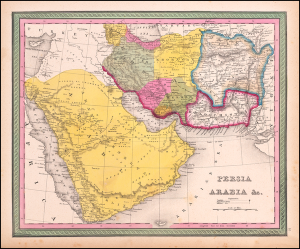 3-Central Asia & Caucasus, Middle East and Persia & Iraq Map By Samuel Augustus Mitchell