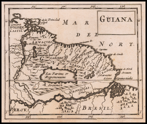47-South America, Brazil, Guianas & Suriname and Venezuela Map By Sir Jonas Moore