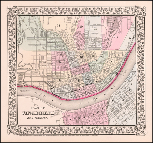 98-Ohio Map By Samuel Augustus Mitchell Jr.