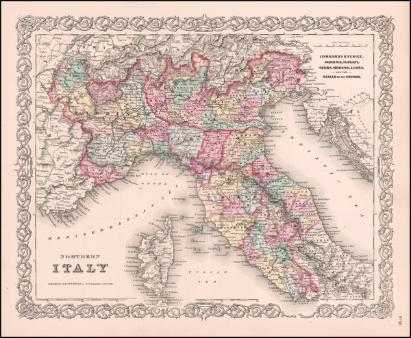 80-Europe and Italy Map By Joseph Hutchins Colton