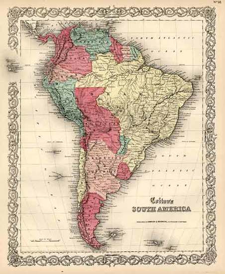 32-South America Map By Joseph Hutchins Colton