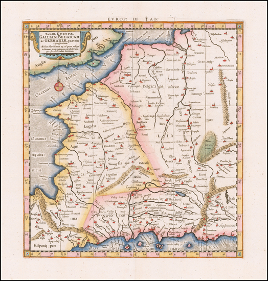 45-Netherlands, Belgium, France and Germany Map By  Gerard Mercator