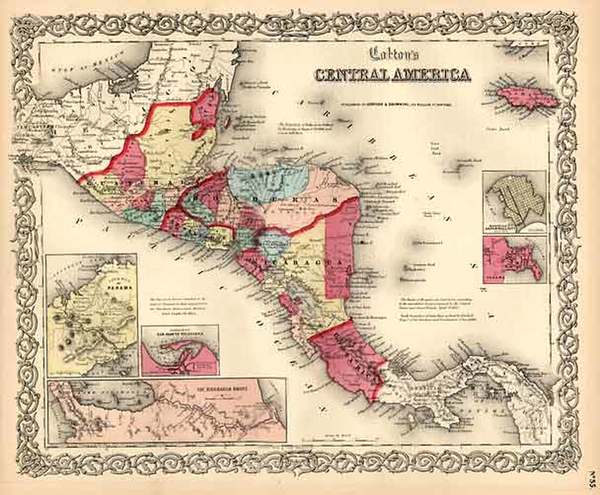 15-Central America Map By Joseph Hutchins Colton