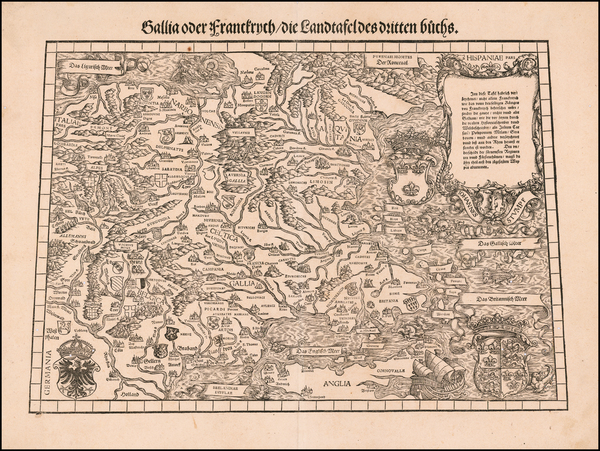 1-Belgium, Switzerland, France and Germany Map By Johann Stumpf