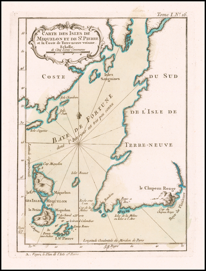 81-Canada Map By Jacques Nicolas Bellin