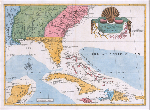 24-Florida, South, Southeast, North Carolina, South Carolina, Caribbean and Bahamas Map By Mark Ca