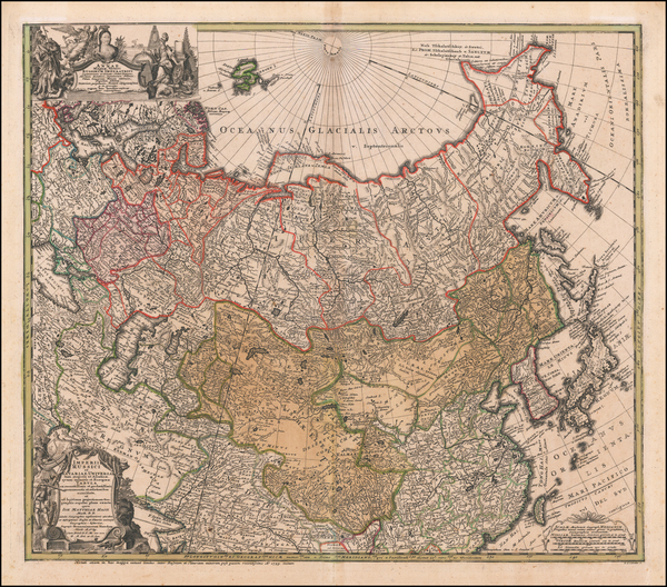 49-Russia, China, Central Asia & Caucasus and Russia in Asia Map By Homann Heirs / Johann Matt