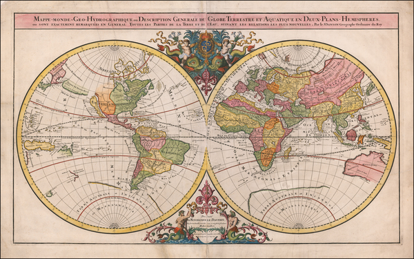 26-World and California as an Island Map By Alexis-Hubert Jaillot