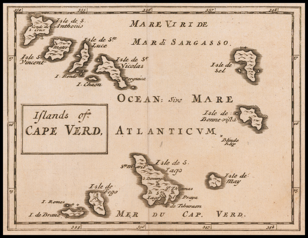 19-Atlantic Ocean and Portugal Map By Sir Jonas Moore