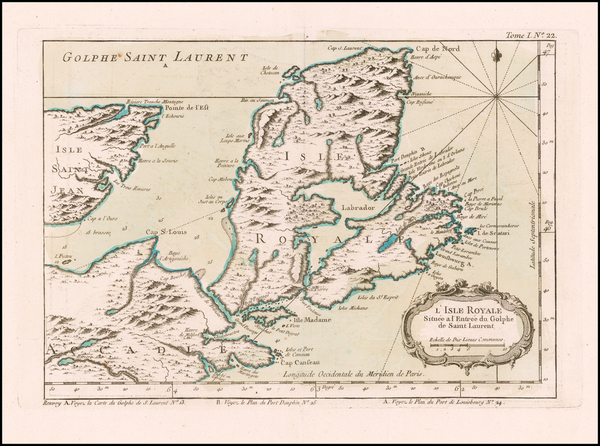 81-Canada Map By Jacques Nicolas Bellin