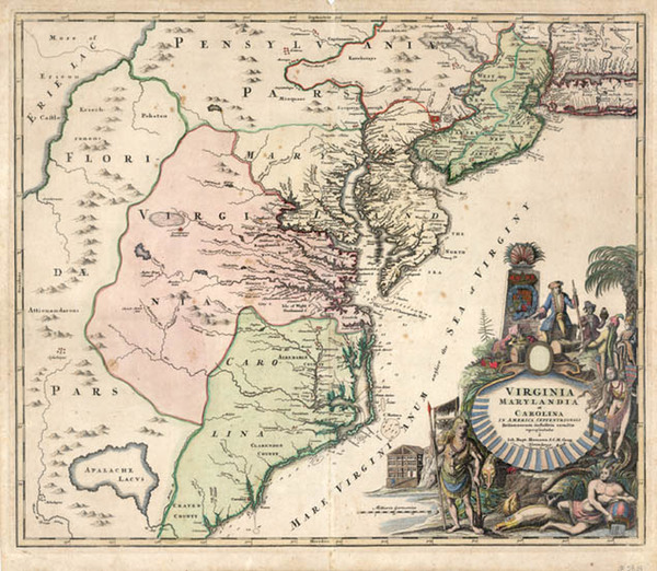 7-Mid-Atlantic and Southeast Map By Johann Baptist Homann