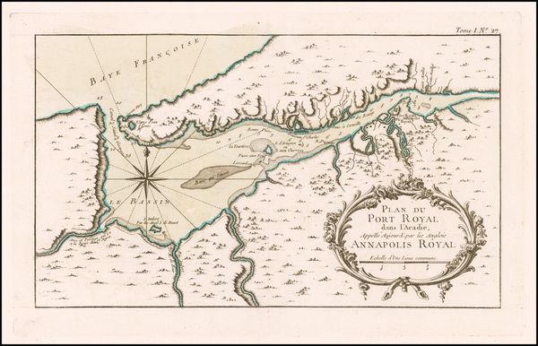 50-Canada Map By Jacques Nicolas Bellin