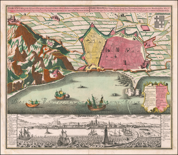 40-Spain, Catalonia and Spanish Cities Map By Matthaus Seutter