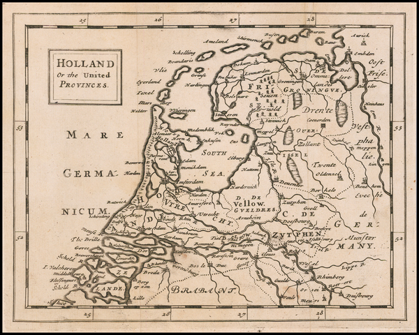 48-Netherlands Map By Sir Jonas Moore