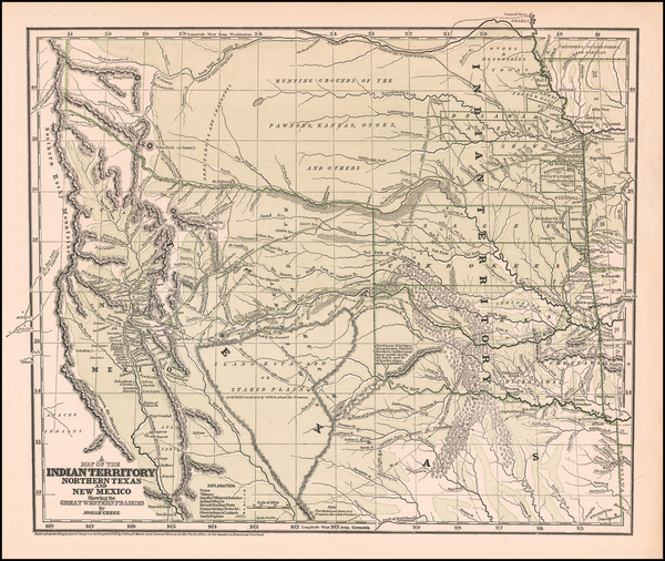 49-Texas, Plains, Southwest and Rocky Mountains Map By Josiah Gregg