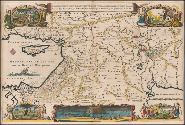 17-Middle East and Holy Land Map By Hendrick Keur  &  Marcus Willemsz Doornick