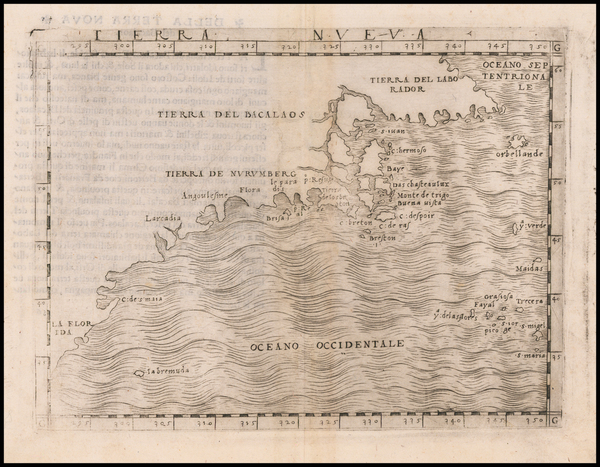 53-New England, Maine, New York State, Mid-Atlantic, Southeast and Canada Map By Giacomo Gastaldi