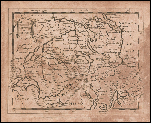 4-Switzerland Map By Sir Jonas Moore