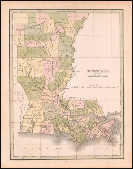 55-Louisiana and Arkansas Map By Thomas Gamaliel Bradford