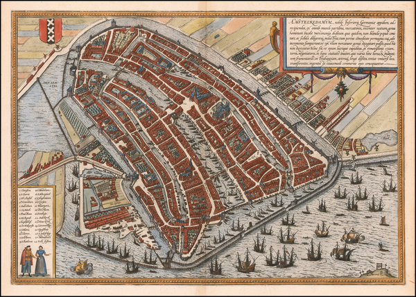 42-Netherlands and Amsterdam Map By Georg Braun  &  Frans Hogenberg