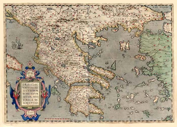 59-Europe, Balkans, Balearic Islands and Greece Map By Abraham Ortelius