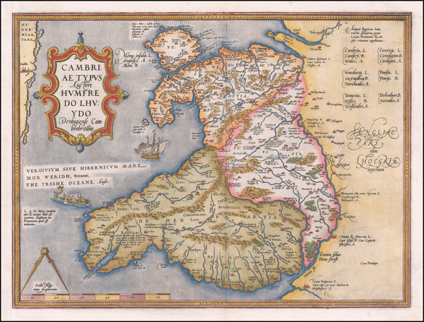 76-Wales Map By Abraham Ortelius