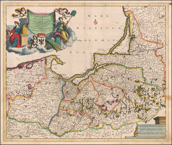 81-Poland, Baltic Countries and Germany Map By Justus Danckerts