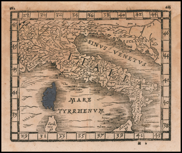 37-Italy Map By Johann Honter