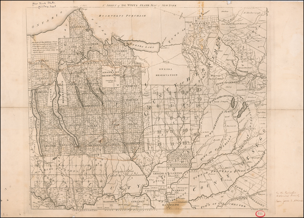 61-New York State Map By Simeon De Witt