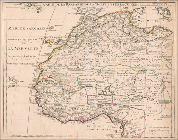 74-North Africa and West Africa Map By Guillaume De L'Isle