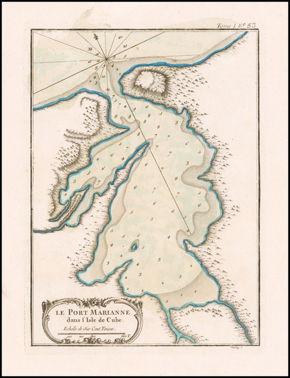 76-Cuba Map By Jacques Nicolas Bellin