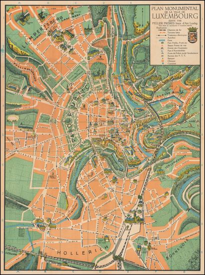 100-Luxembourg Map By Feller Frères